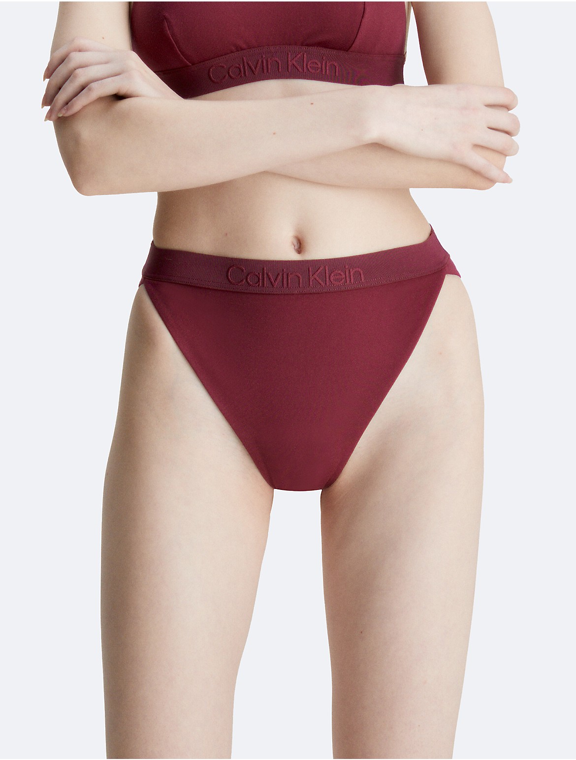 Calvin Klein Women's Core Tonal High Waist Bikini Bottom - Red - 1X