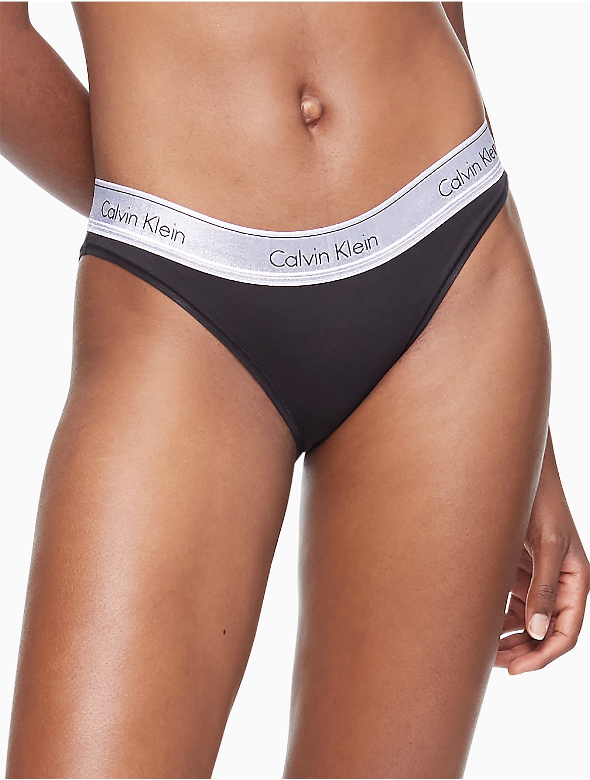 Calvin Klein Women's Modern Cotton Metallic Bikini - Black - XS