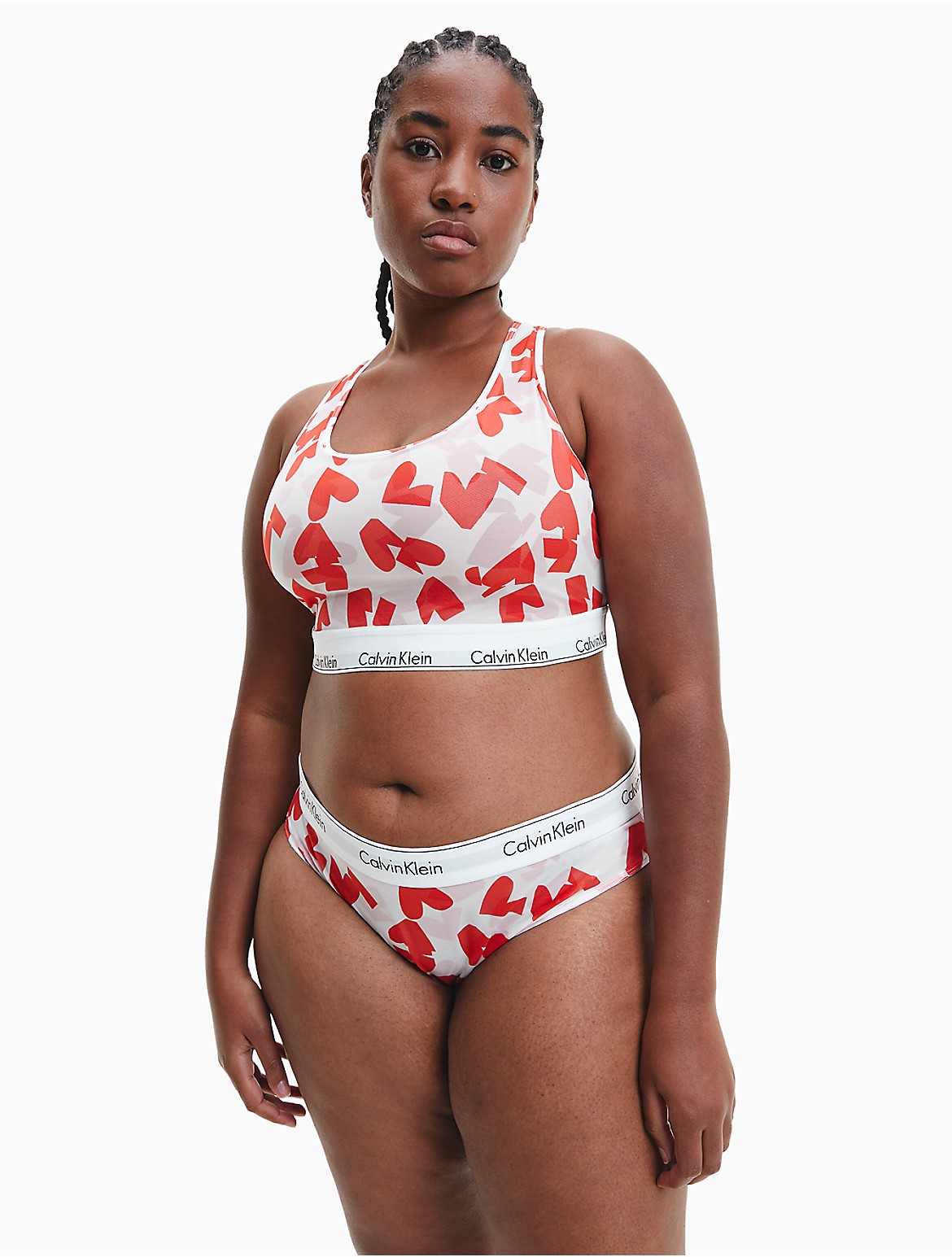 Calvin Klein Women's Modern Cotton Plus Heart Print Bikini - Red - 1X