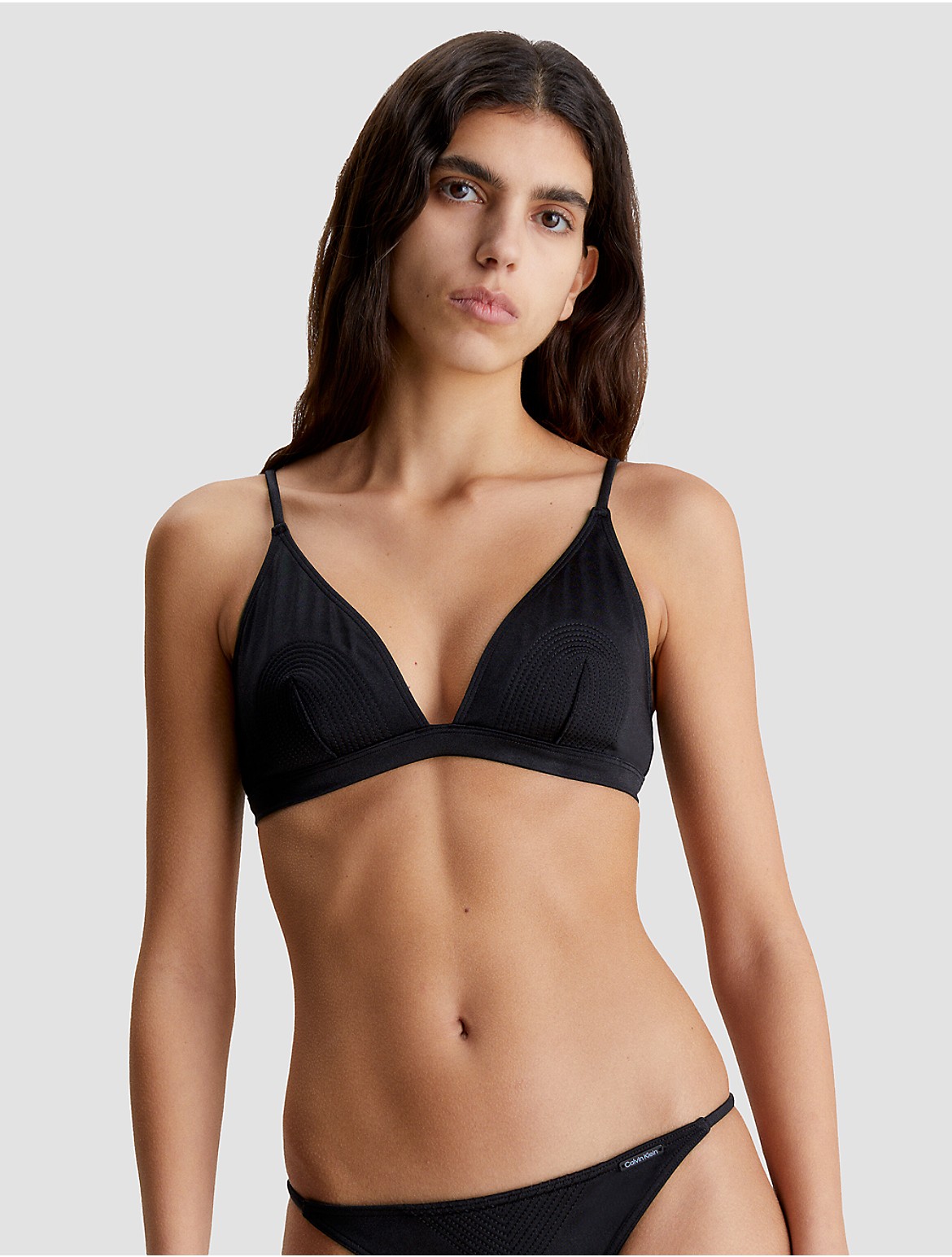 Calvin Klein Women's Structured Triangle Bikini Top - Black - XS