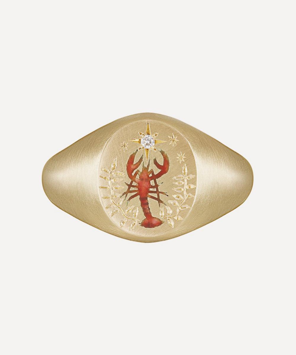Cece Jewellery 18ct Gold Lobster Diamond Signet Ring