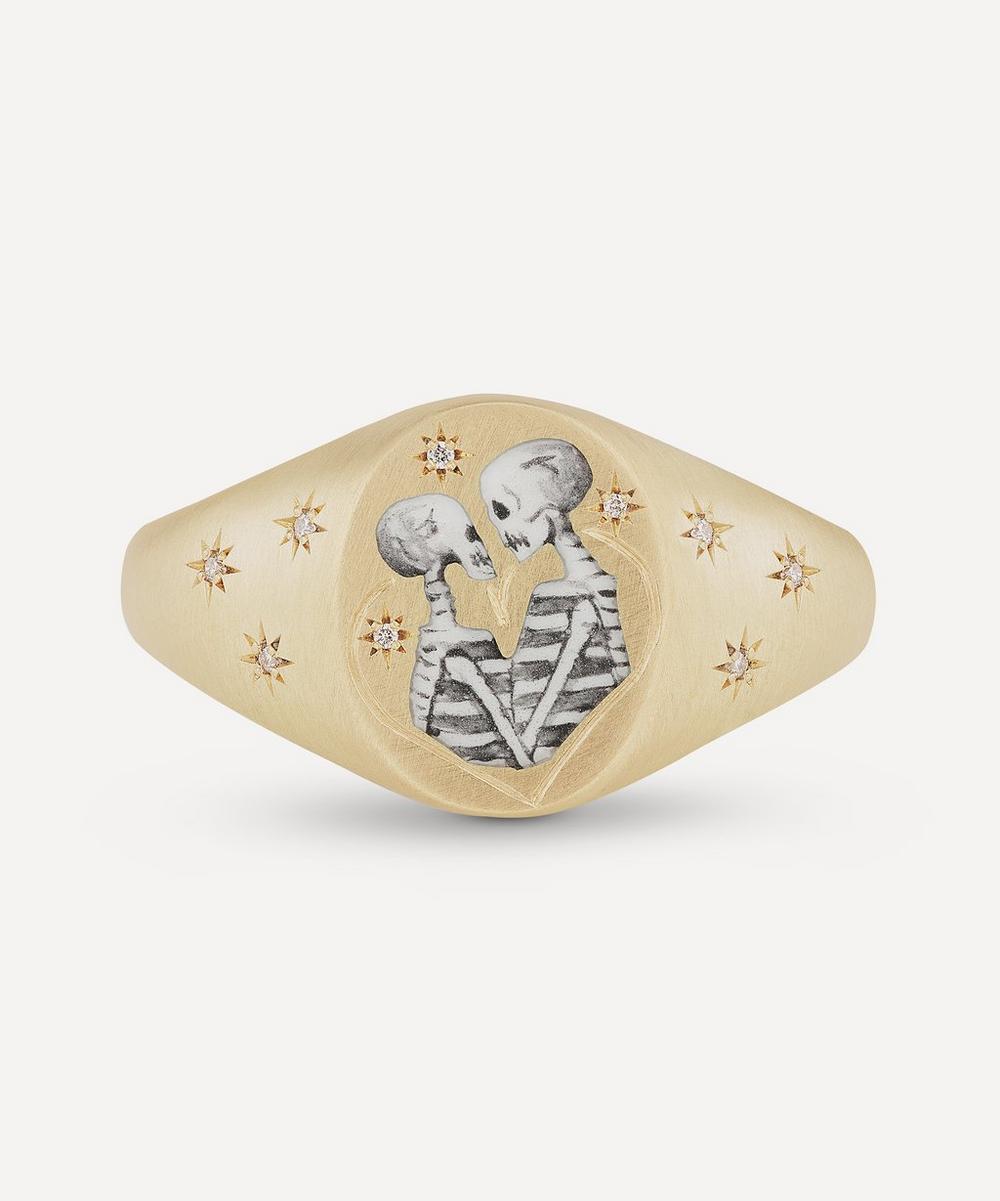 Cece Jewellery 18ct Gold Skeleton Lovers Signet Ring
