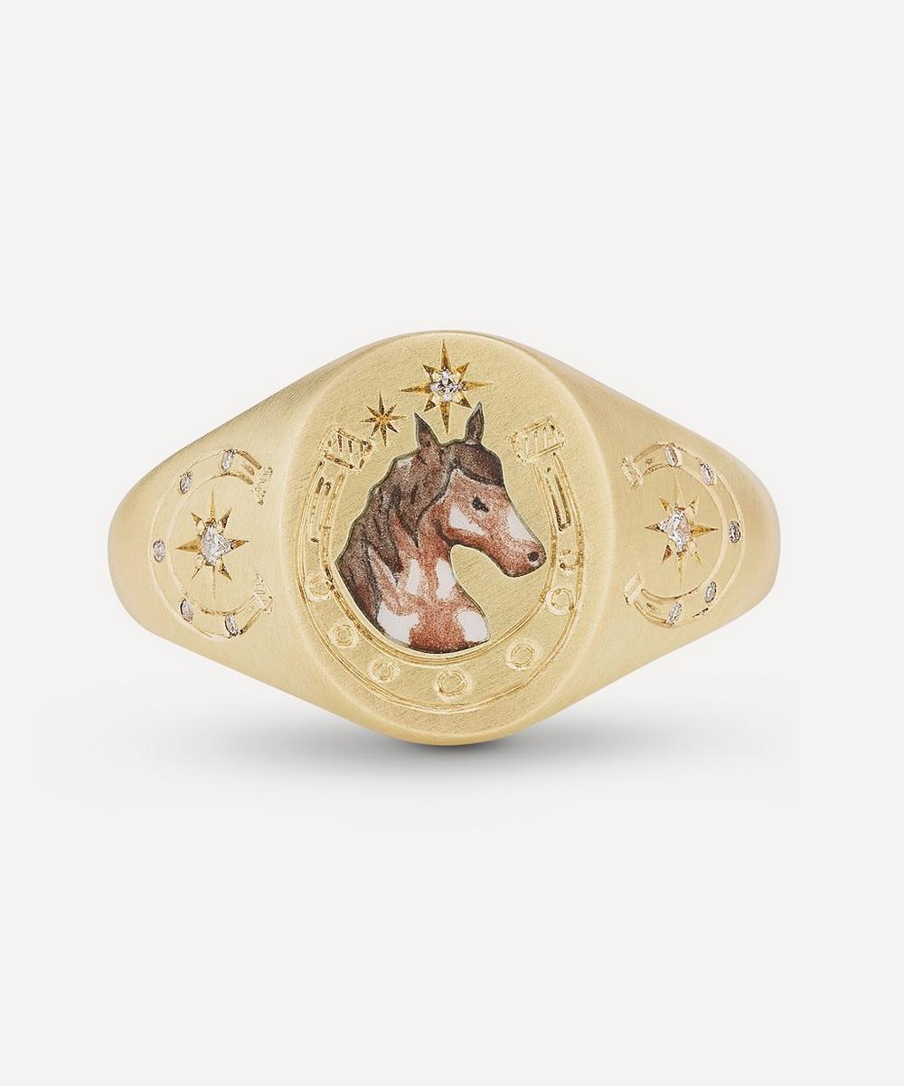 Cece Jewellery 18ct Gold Wild Horse Signet Ring
