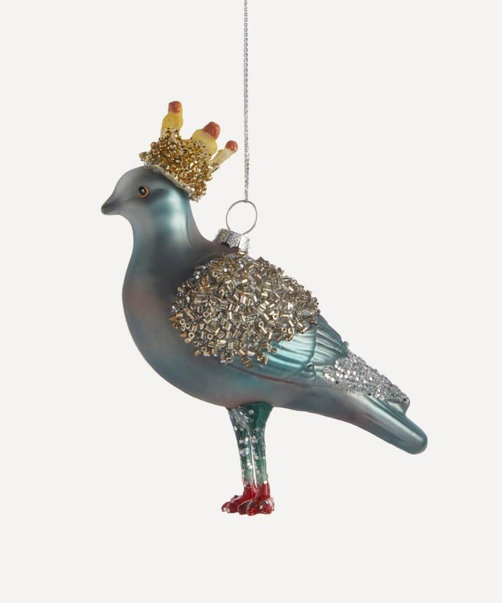 Christmas Glass Pigeon Ornament