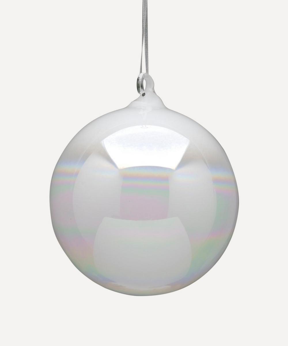 Christmas White Holographic Glass Bauble