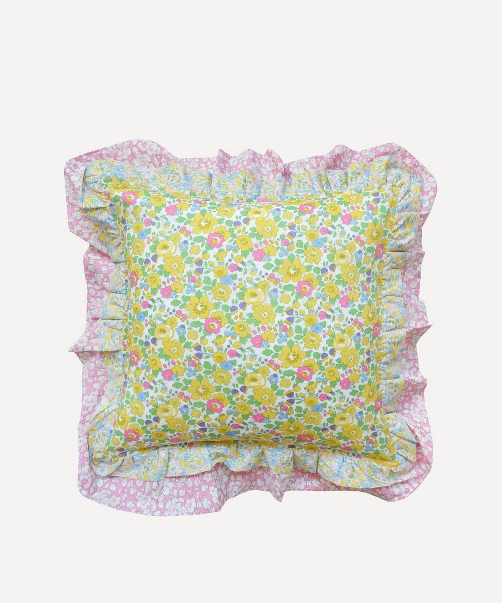 Coco & Wolf Betsy Citrus Meadowland And Betsy Boo Double Ruffle Square Cushion