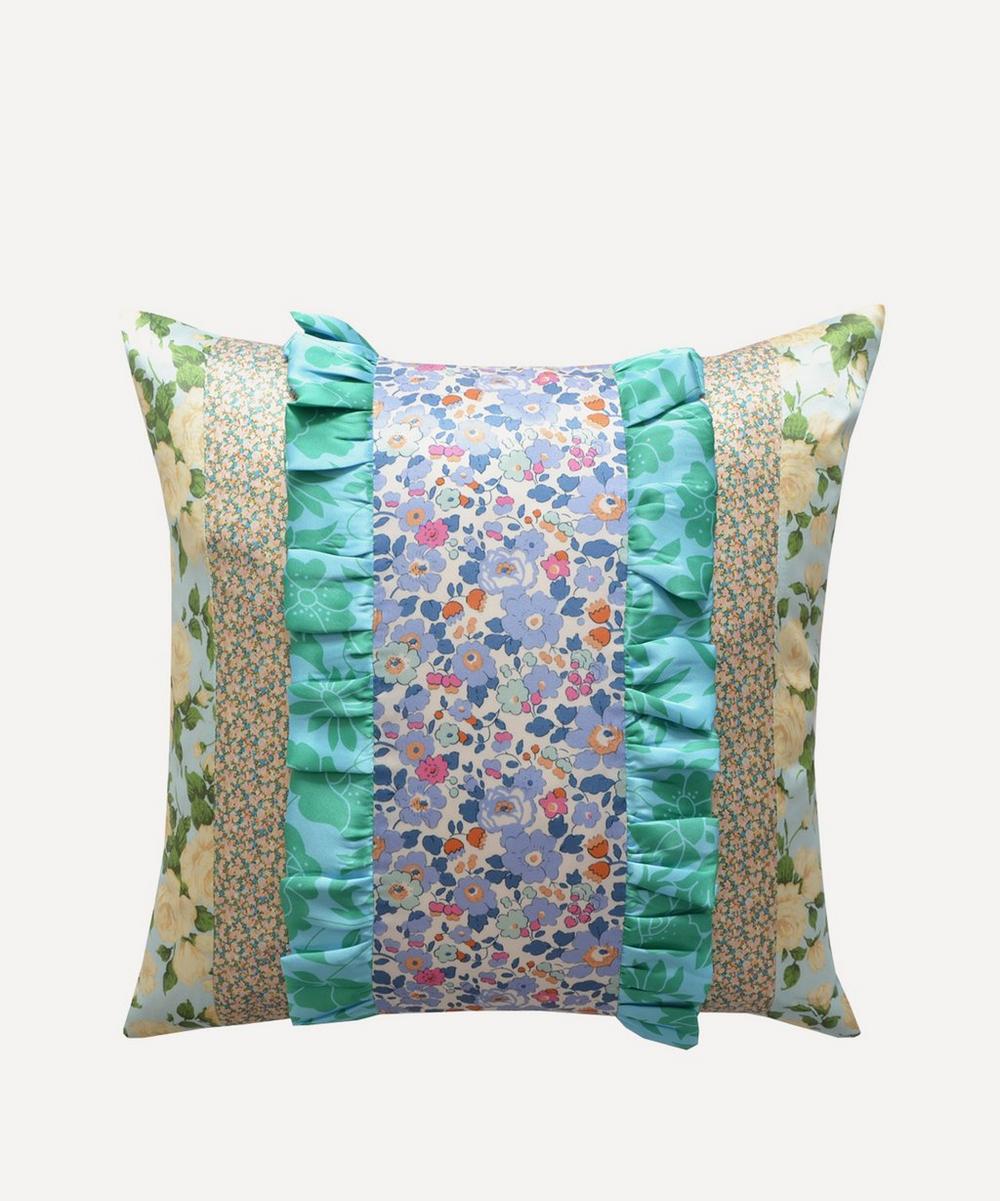 Coco & Wolf Betsy Lavender And Carline Rose Patchwork Silk Square Cushion