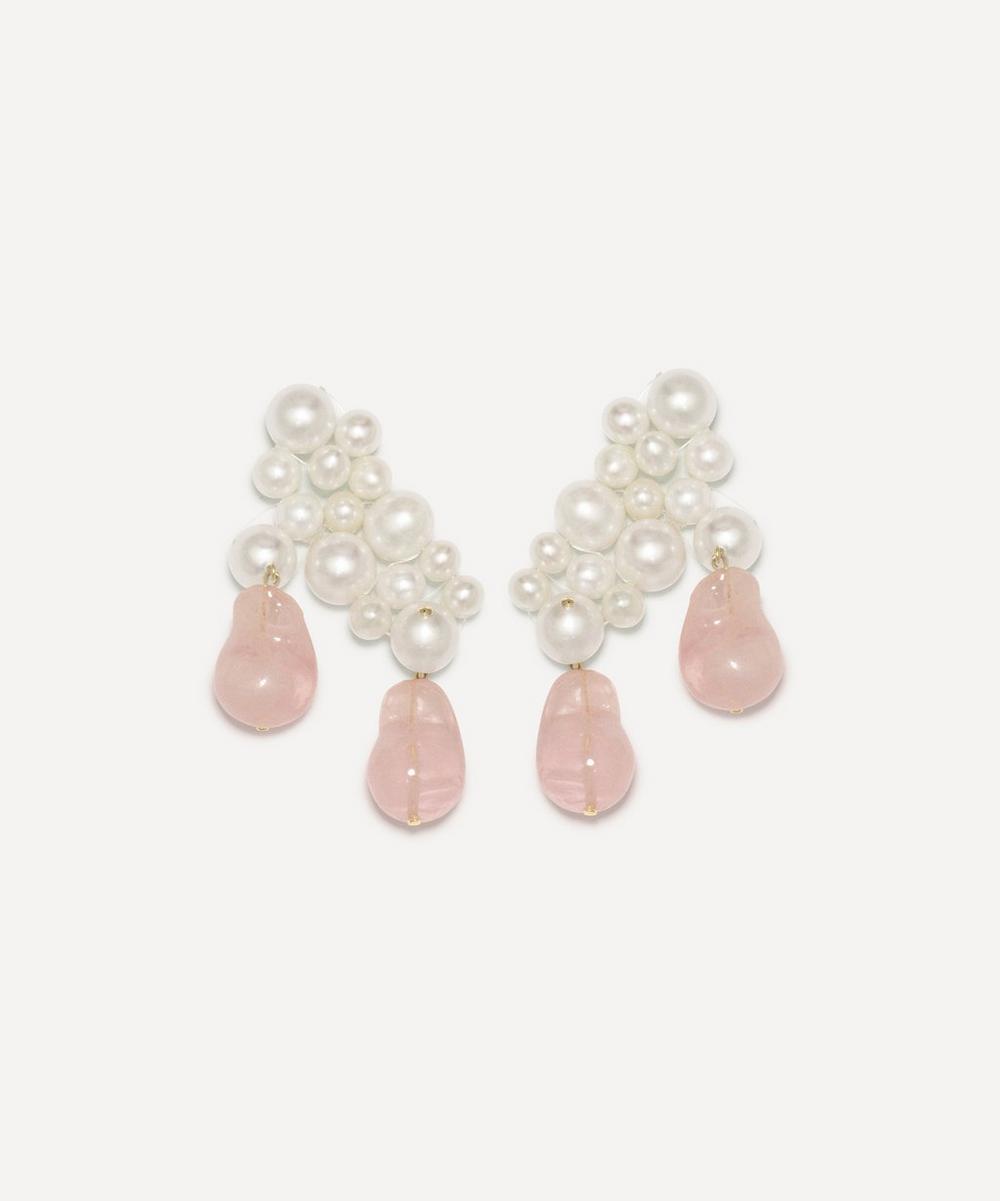 Completedworks 14ct Gold Plated Vermeil Pearl And Pink Resin Earrings