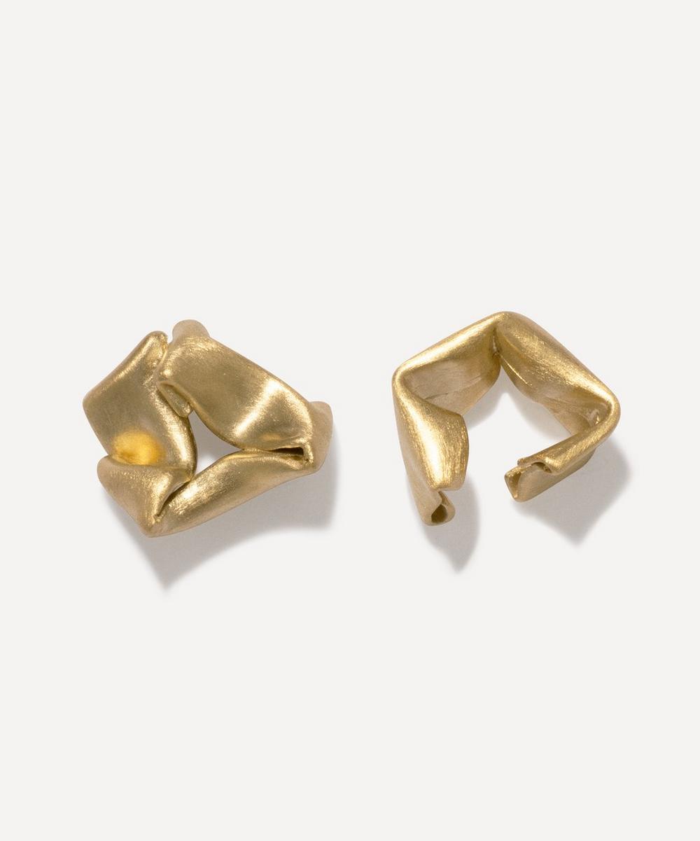 Completedworks 14ct Gold Plated Vermeil Silver Folded, Then Crumpled Earrings