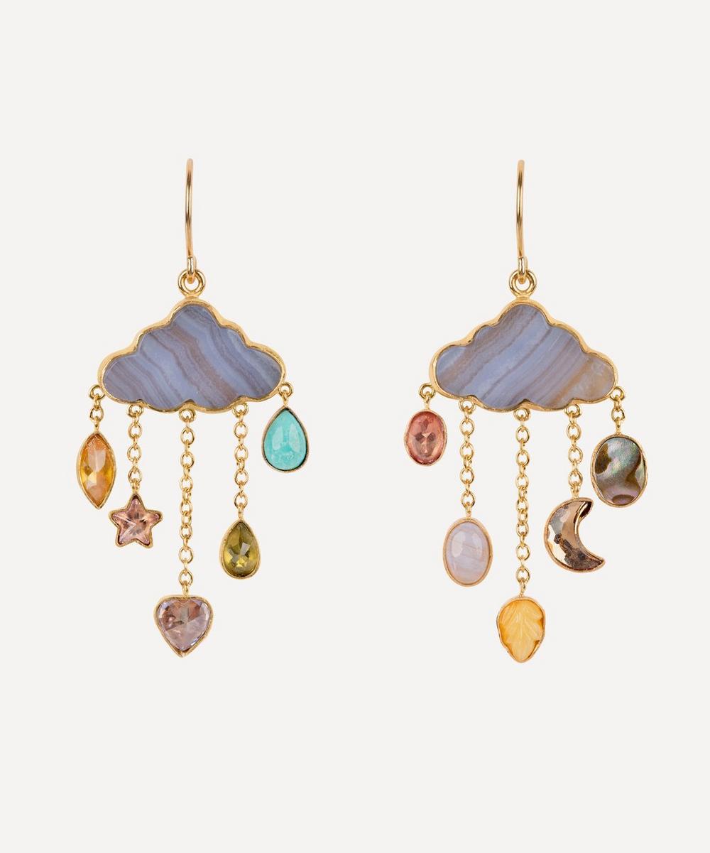 Grainne Morton 18ct Gold-plated Cloud And Rain Blue Agate Chain Drop Earrings