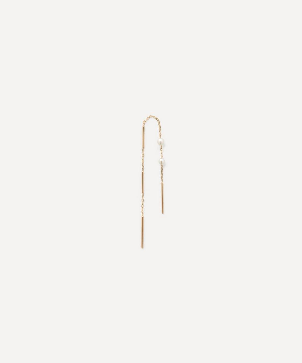 Hirotaka 10ct Gold All About Basic Toggle Pearl Chain Drop Earring