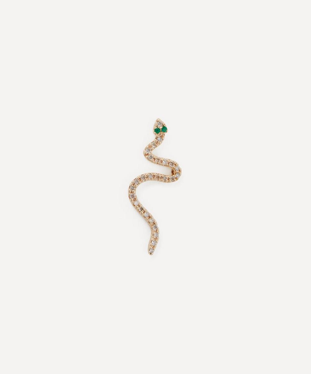 Hirotaka 10ct Gold Emerald Snake Stud Earring