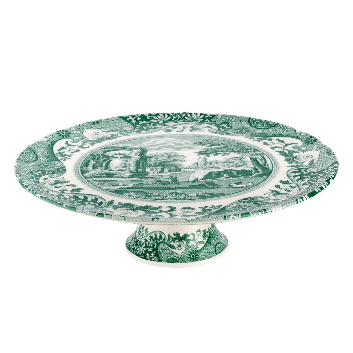 Italian Footed Cake Stand in Green, Spode