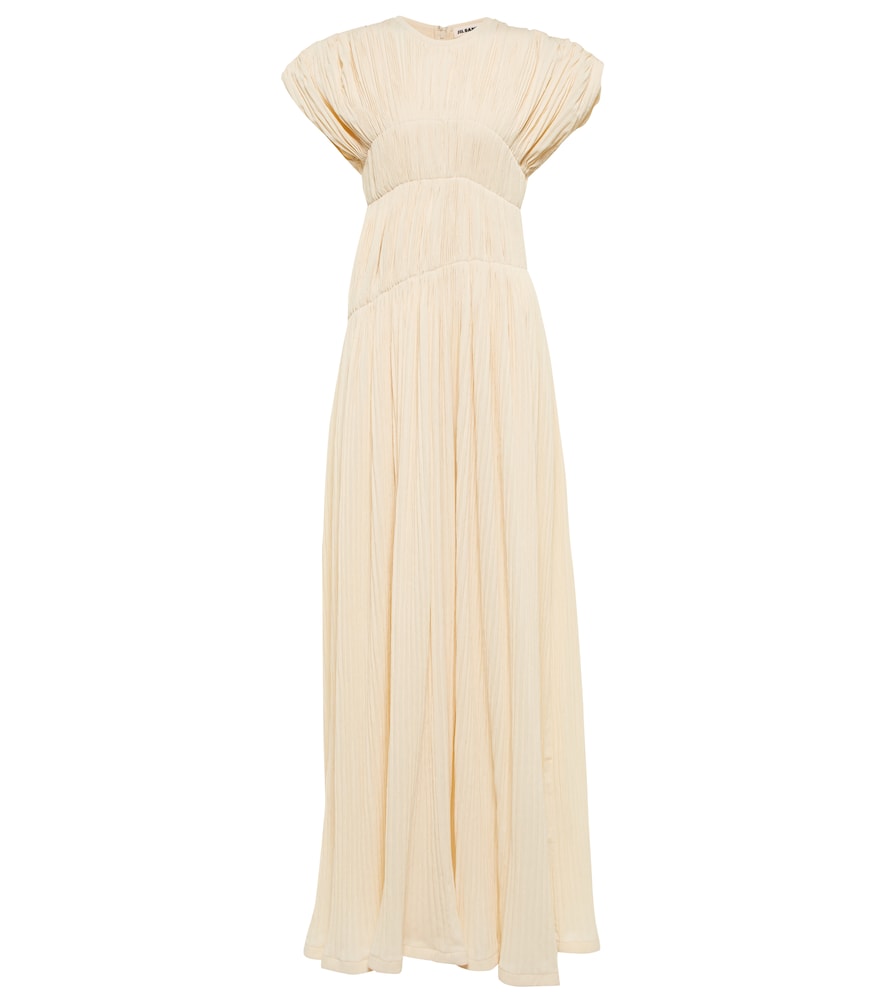 Jil Sander Pleated cotton-blend maxi dress