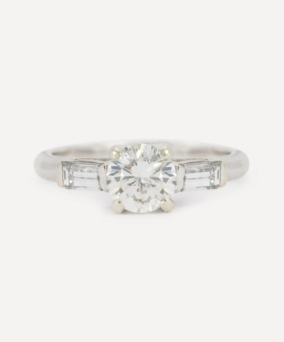 Kojis 14ct White Gold Vintage Diamond Trilogy Ring
