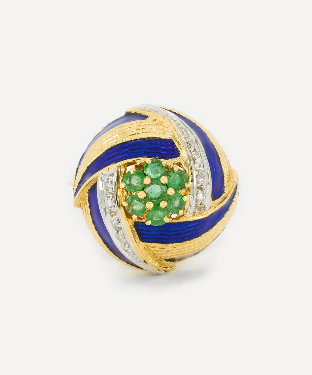 Kojis 18ct Gold Vintage Emerald And Enamel Cocktail Ring