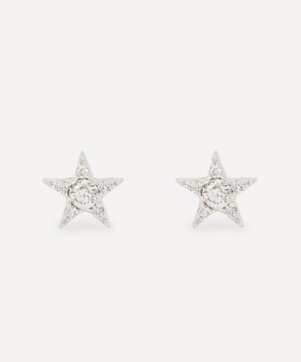 Kojis 18ct White Gold Diamond Star Stud Earrings