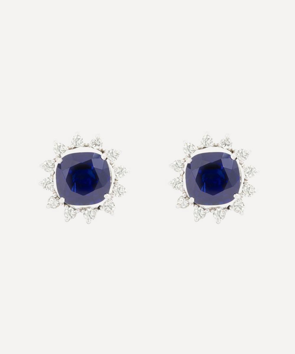 Kojis 18ct White Gold Sapphire And Diamond Cluster Stud Earrings