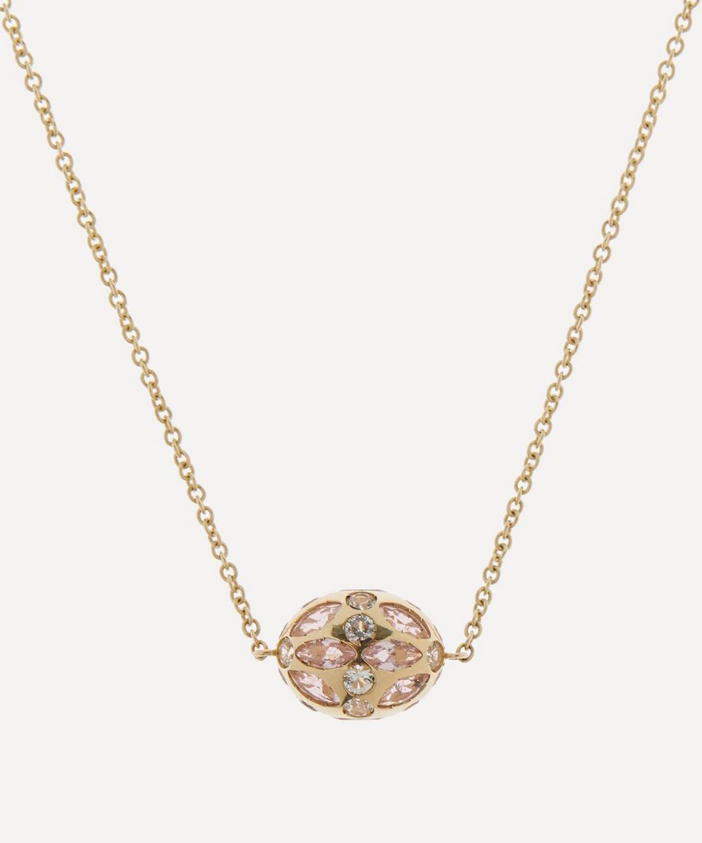 Liberty 9ct Gold Aragon Pink And Clear Opal Pendant Necklace