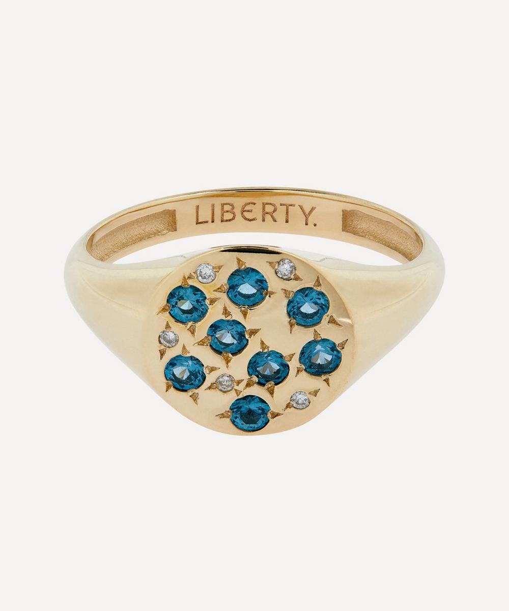 Liberty 9ct Gold Equinox Blue London Topaz Signet Ring