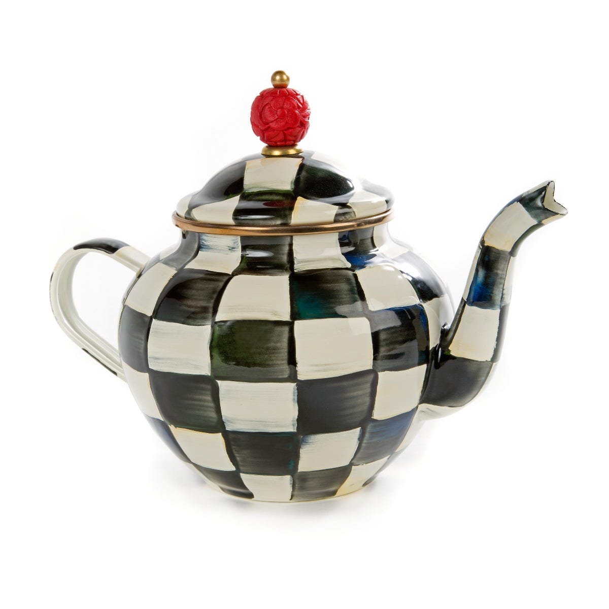 MacKenzie-Childs Courtly Check 4 Cup Enamel Teapot, Fortnum & Mason