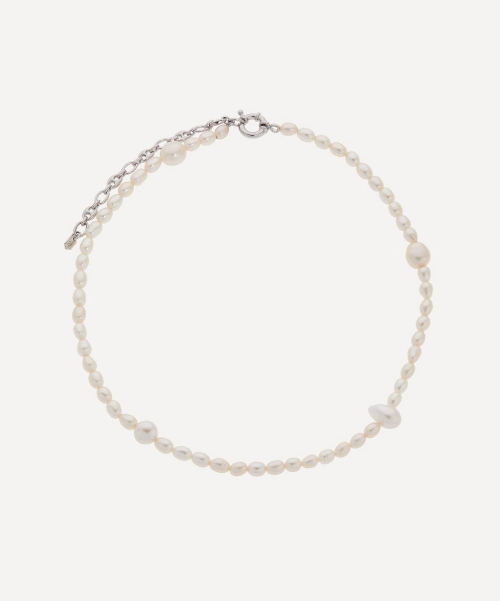 Maria Black White Rhodium-plated Silver Martini Pearl Necklace