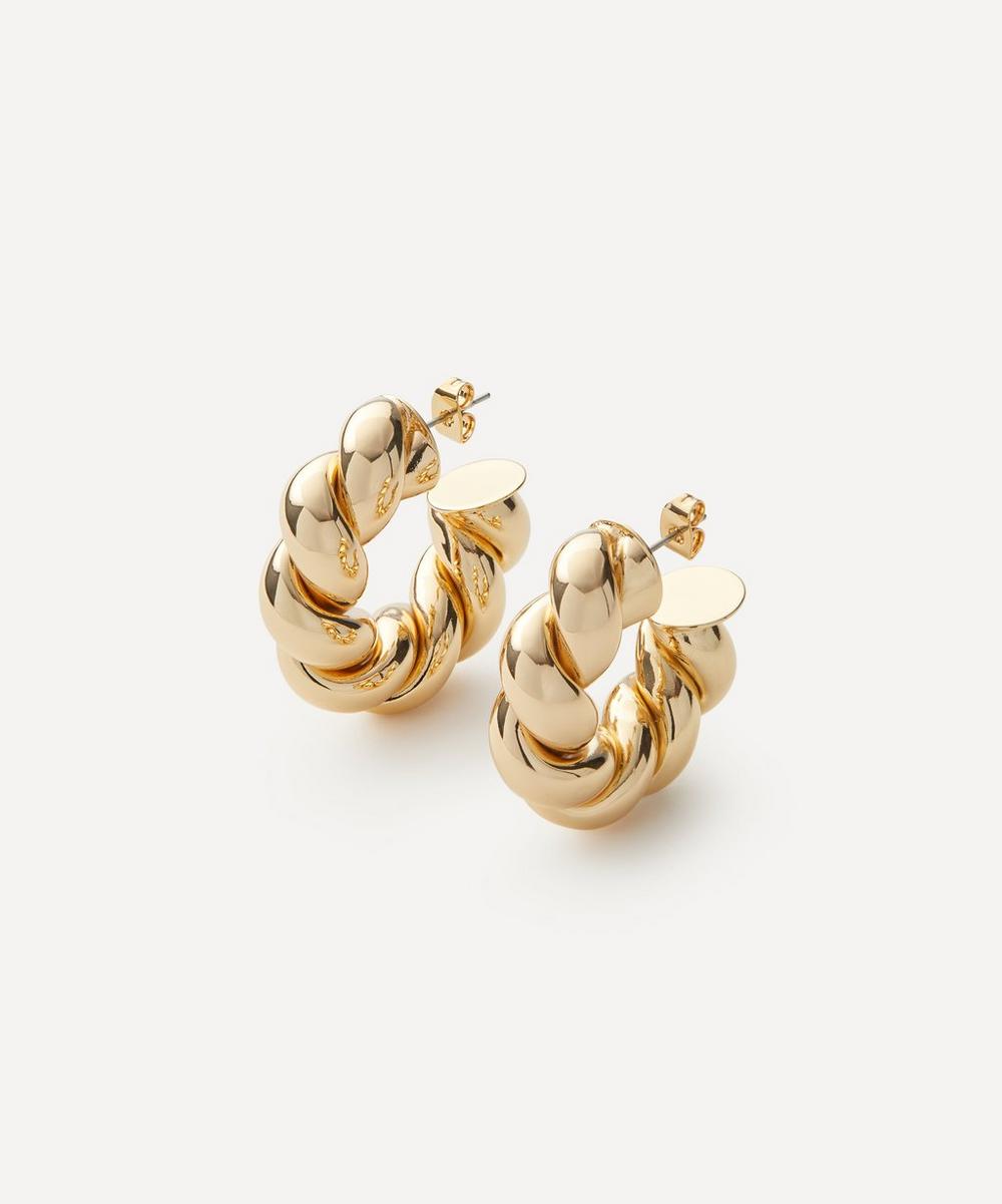 Martha Calvo 14ct Gold-plated Mini Rope Hoop Earrings