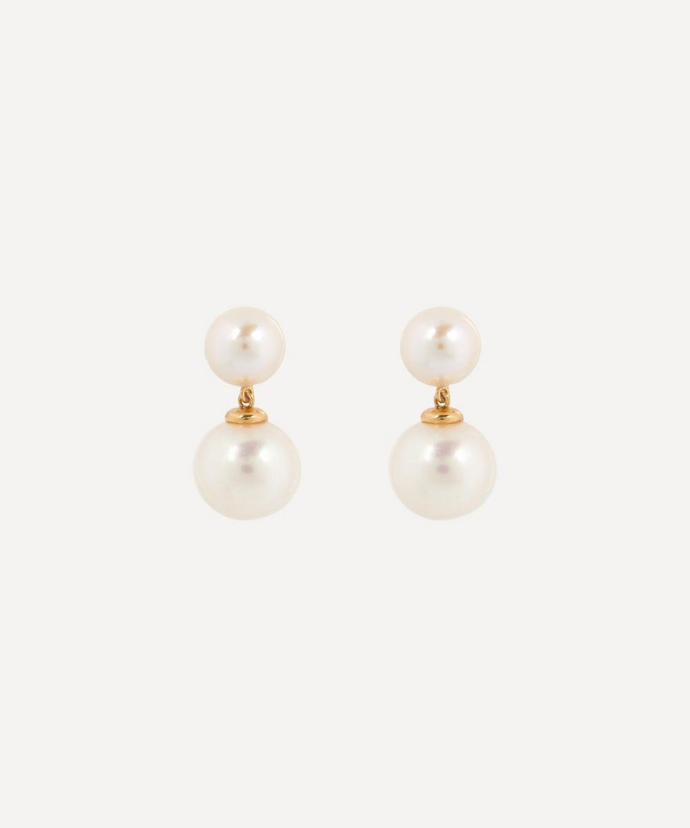 Mateo 14ct Gold Duo Pearl Dot Drop Earrings