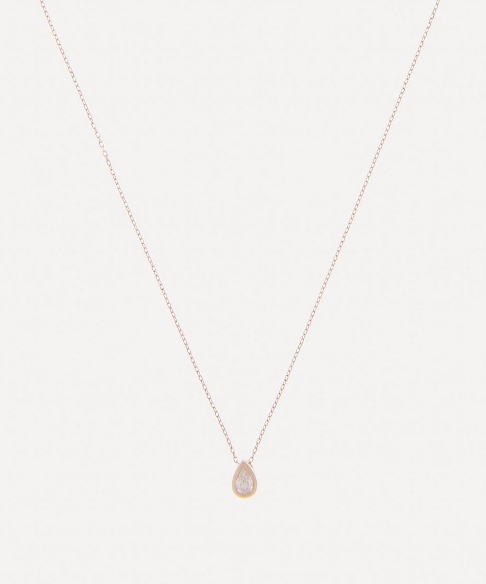 Mateo 14ct Gold Single Pear Diamond Necklace