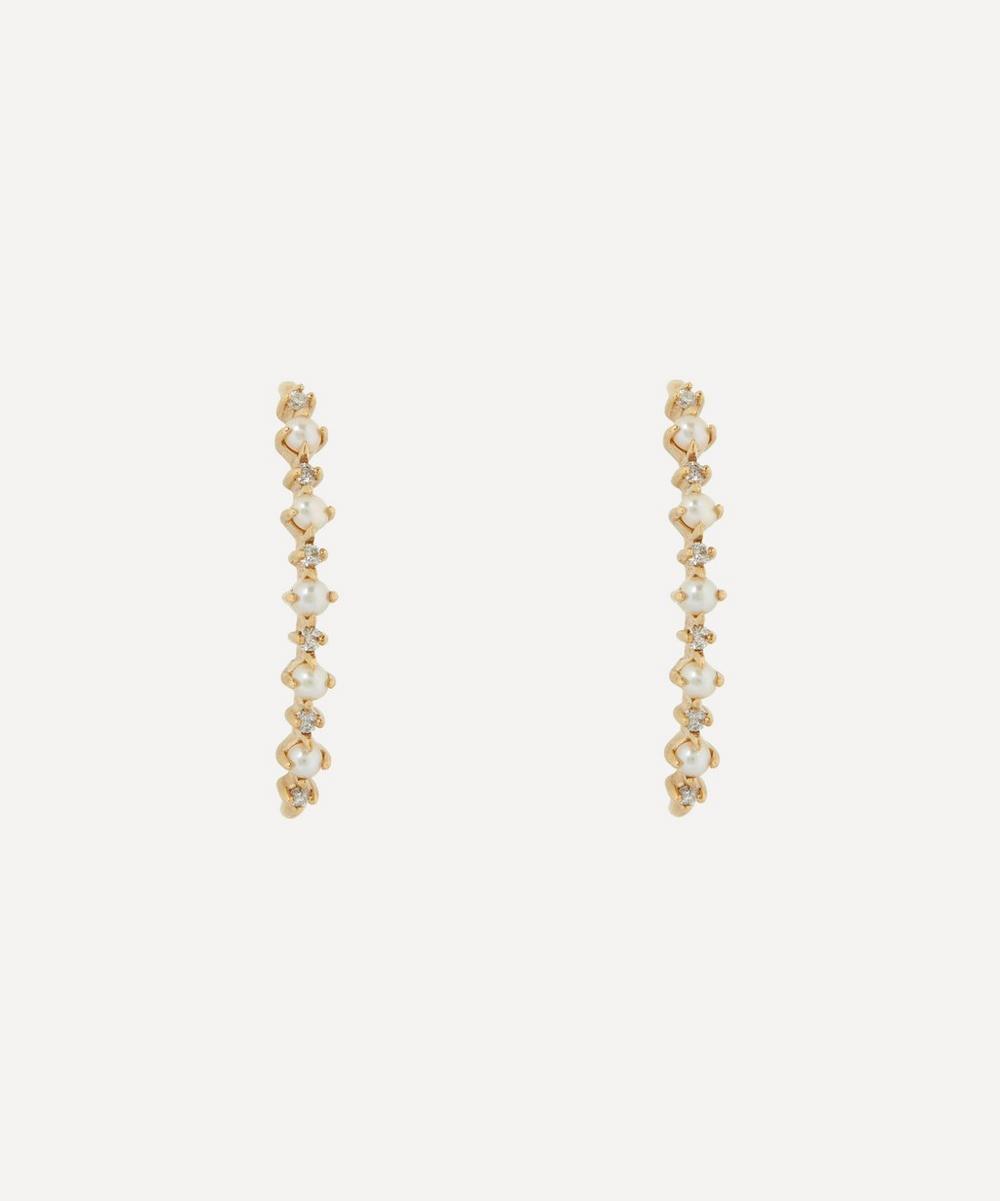 Mateo 14ct Gold The Little Things Pearl And Diamond Crawler Stud Earrings