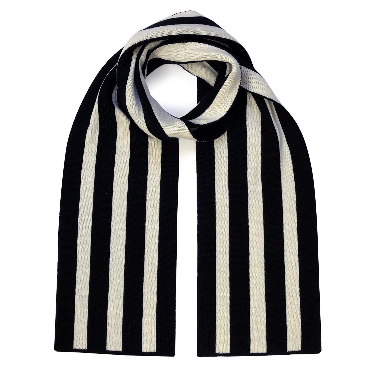 Men's Stripes Wool & Cashmere Scarf Black Ingmarson