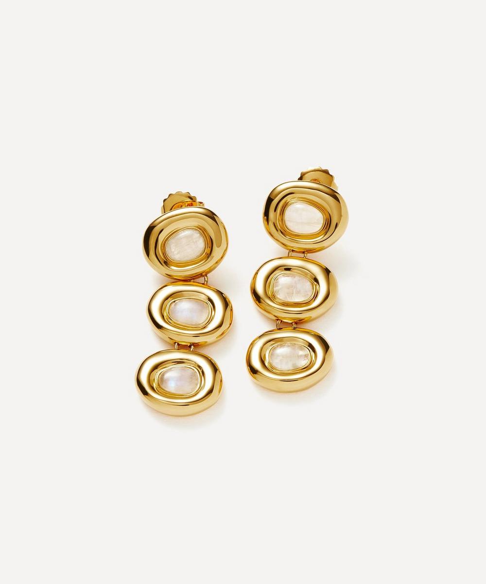 Missoma 18ct Gold-plated Molten Gemstone Doughnut Triple Charm Drop Earrings