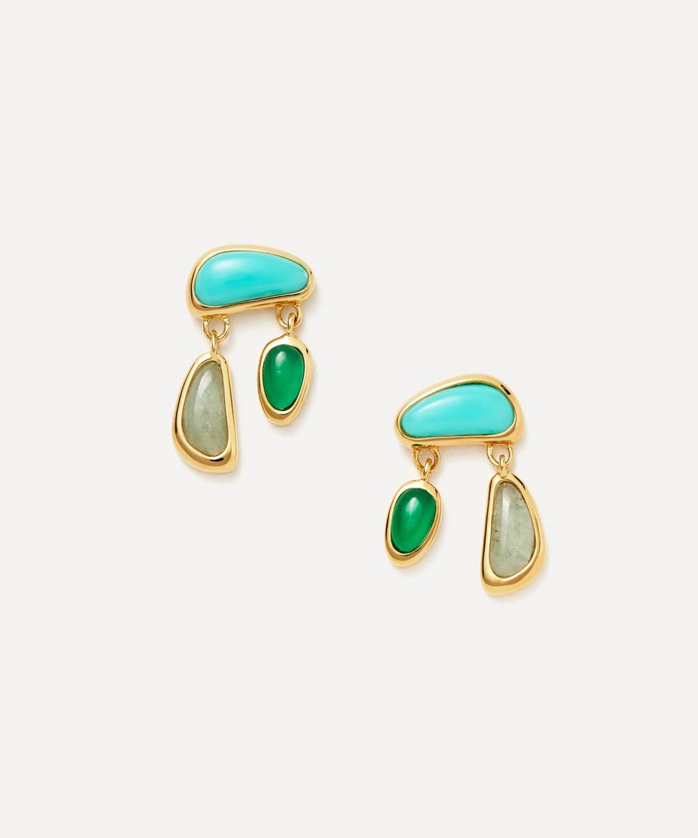 Missoma 18ct Gold-plated Molten Gemstone Floating Charm Stud Earrings