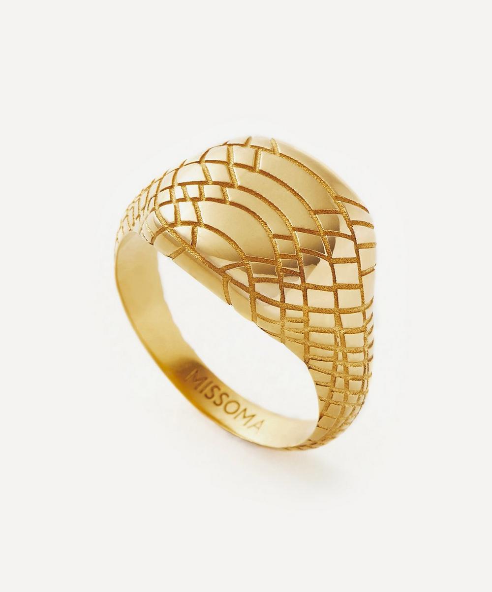 Missoma 18ct Gold-plated Serpent Textured Signet Ring
