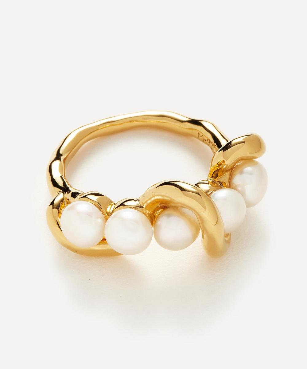 Missoma 18ct Gold-plated Vermeil Silver Molten Pearl Twisted Ring