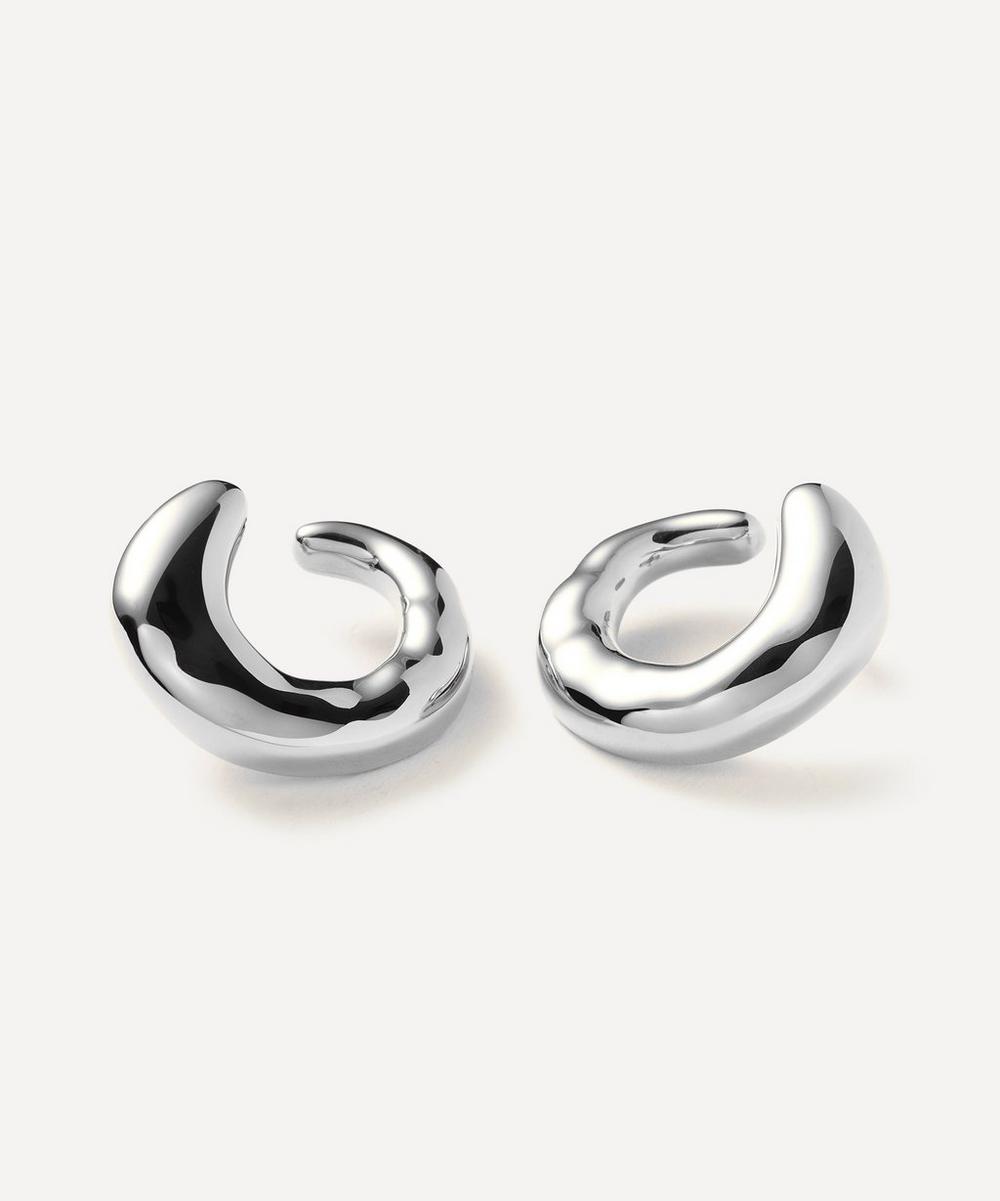 Missoma Rhodium-plated Large Molten Open Stud Earrings