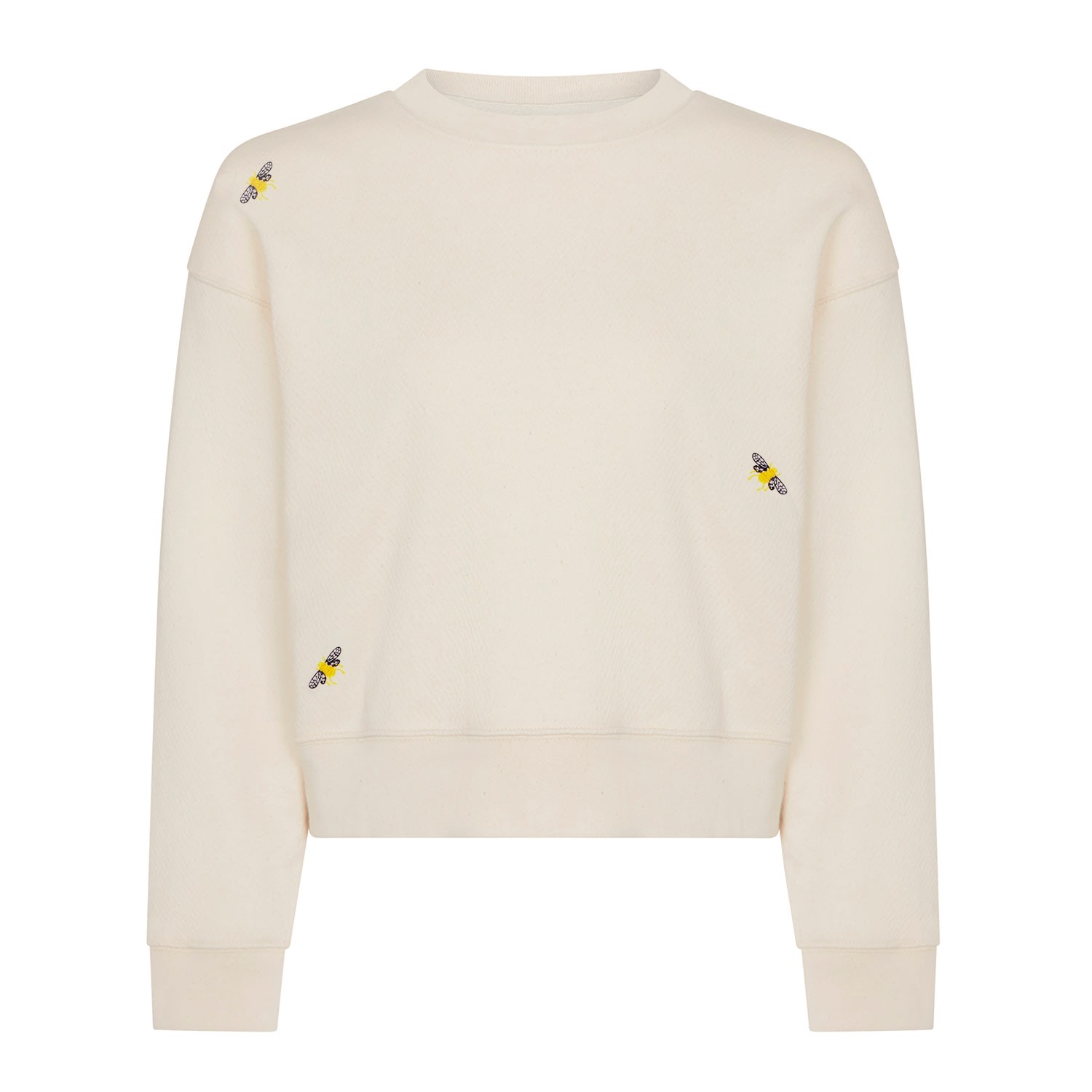 Neutrals Bee Embroidered Cropped Sweatshirt Ecru Women Small Ingmarson