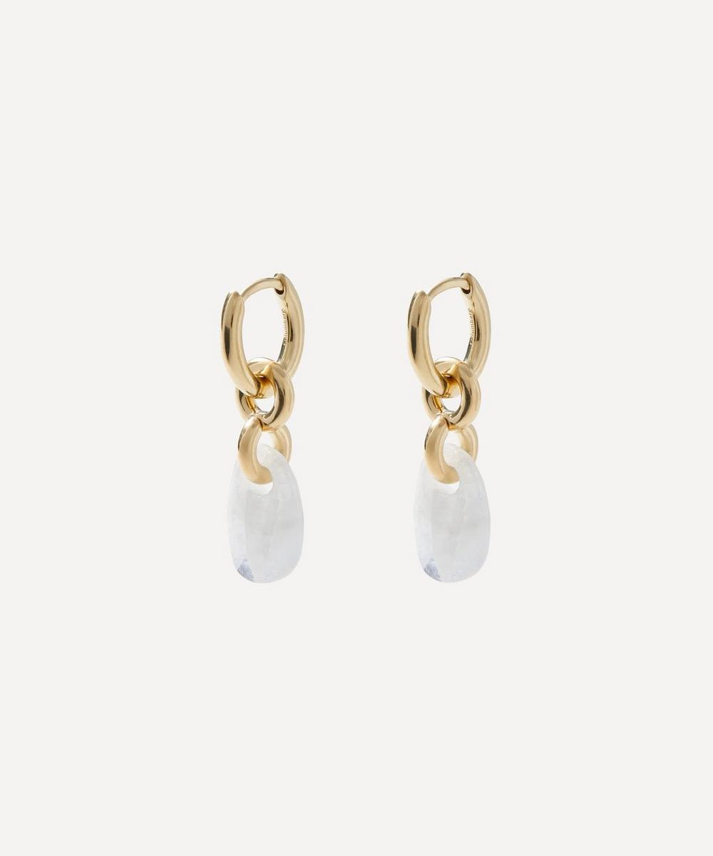 Otiumberg Gold-plated Vermeil Silver Moonstone Lapillus Drop Hoop Earrings