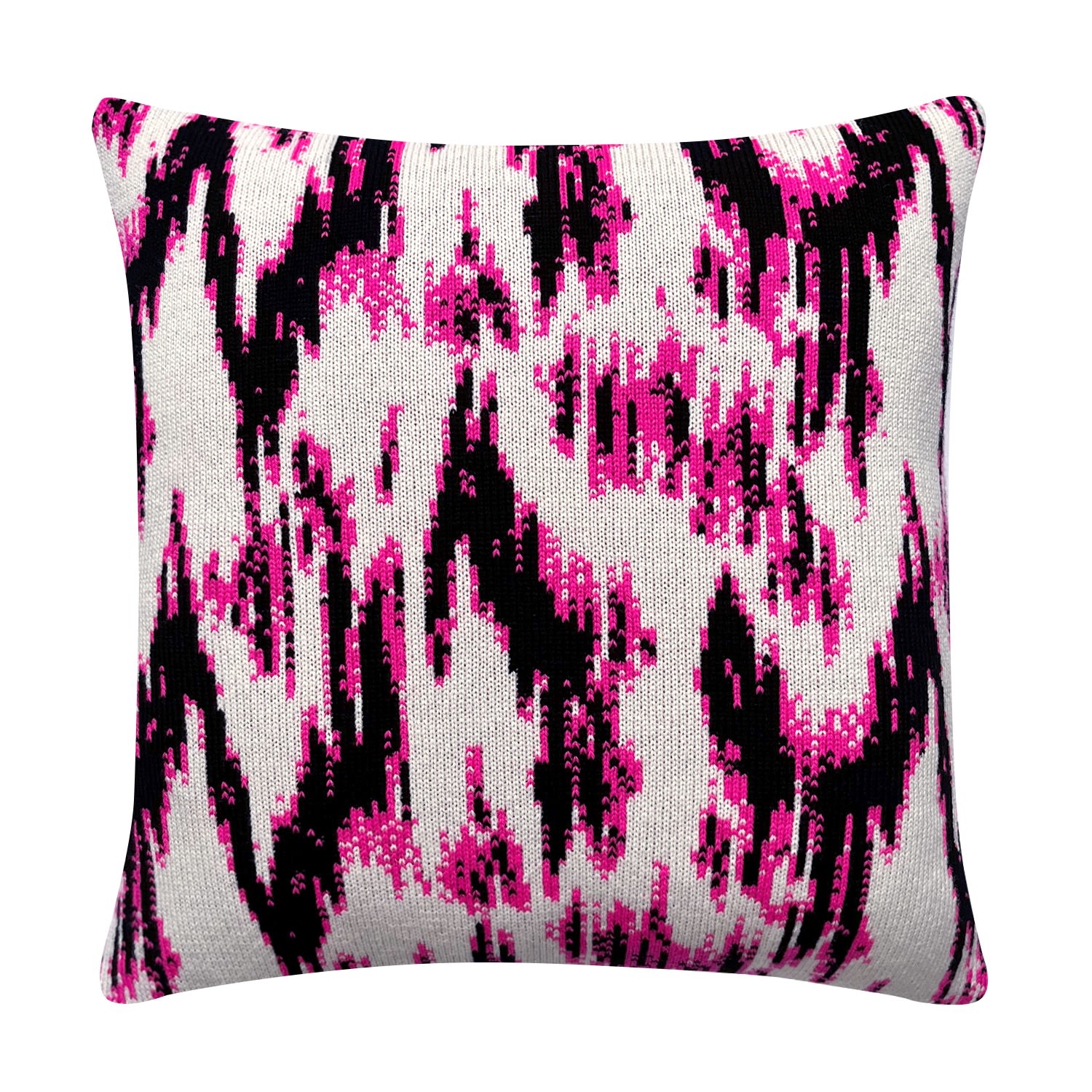 Pink / Purple Ikat Wool & Cashmere Knitted Cushion Hot Pink Ingmarson