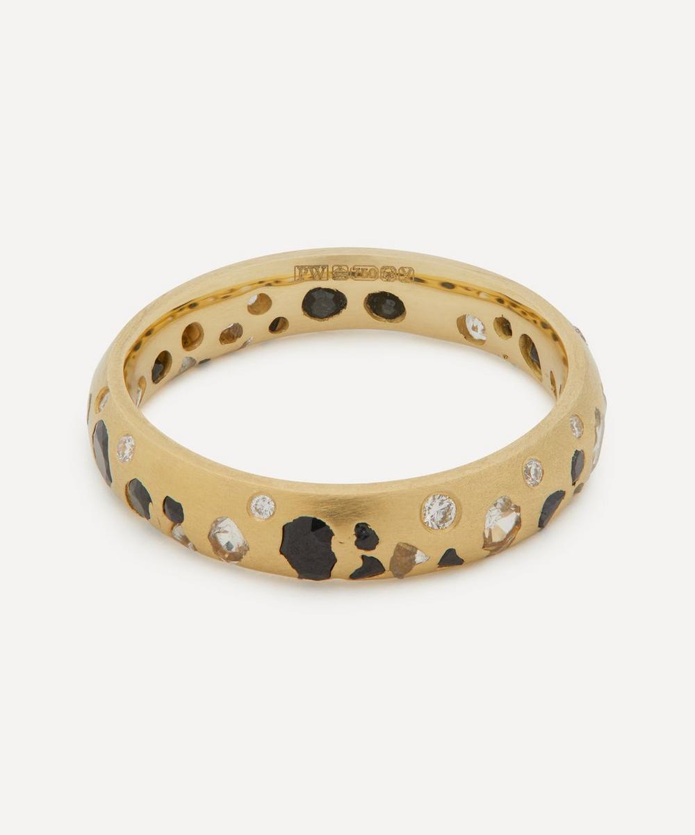 Polly Wales 18ct Gold Black And White Confetti Diamond Ring