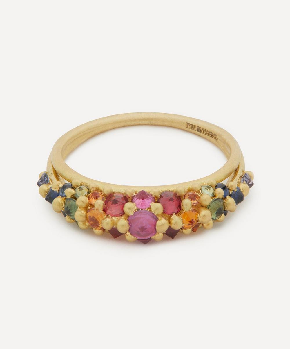 Polly Wales 18ct Gold Rainbow Galaxy Ring