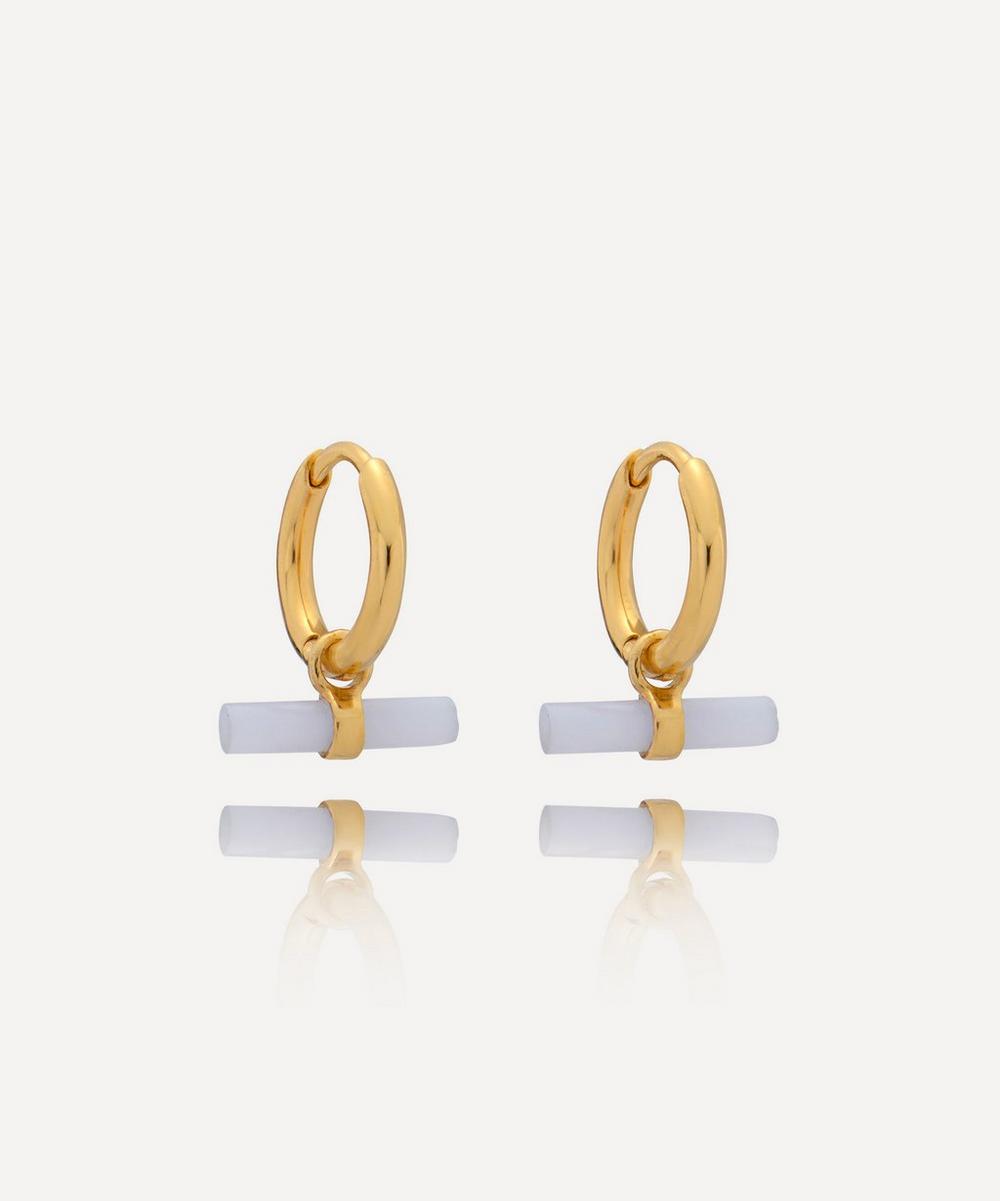 Rachel Jackson 22ct Gold-plated Mini Blue Agate T-bar Hoop Earrings