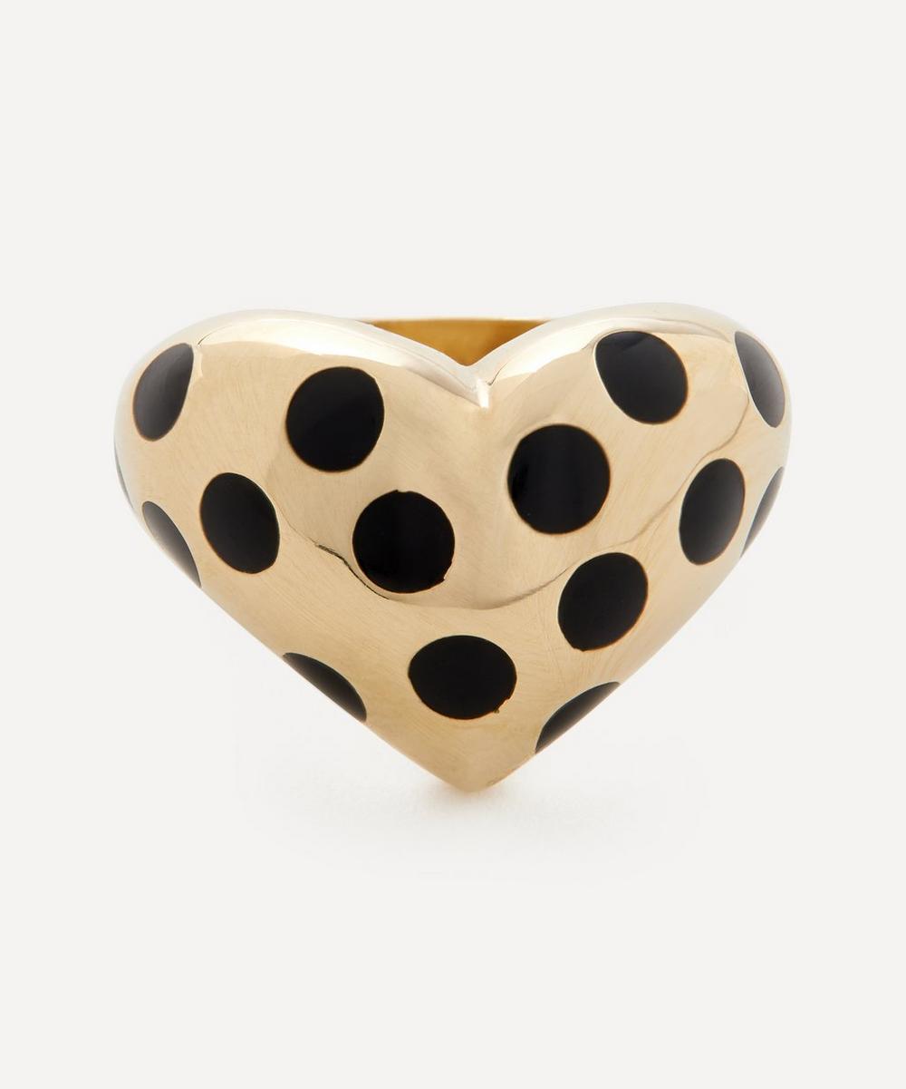 Rachel Quinn 14ct Gold Chubby Hearts Dot Pinky Ring
