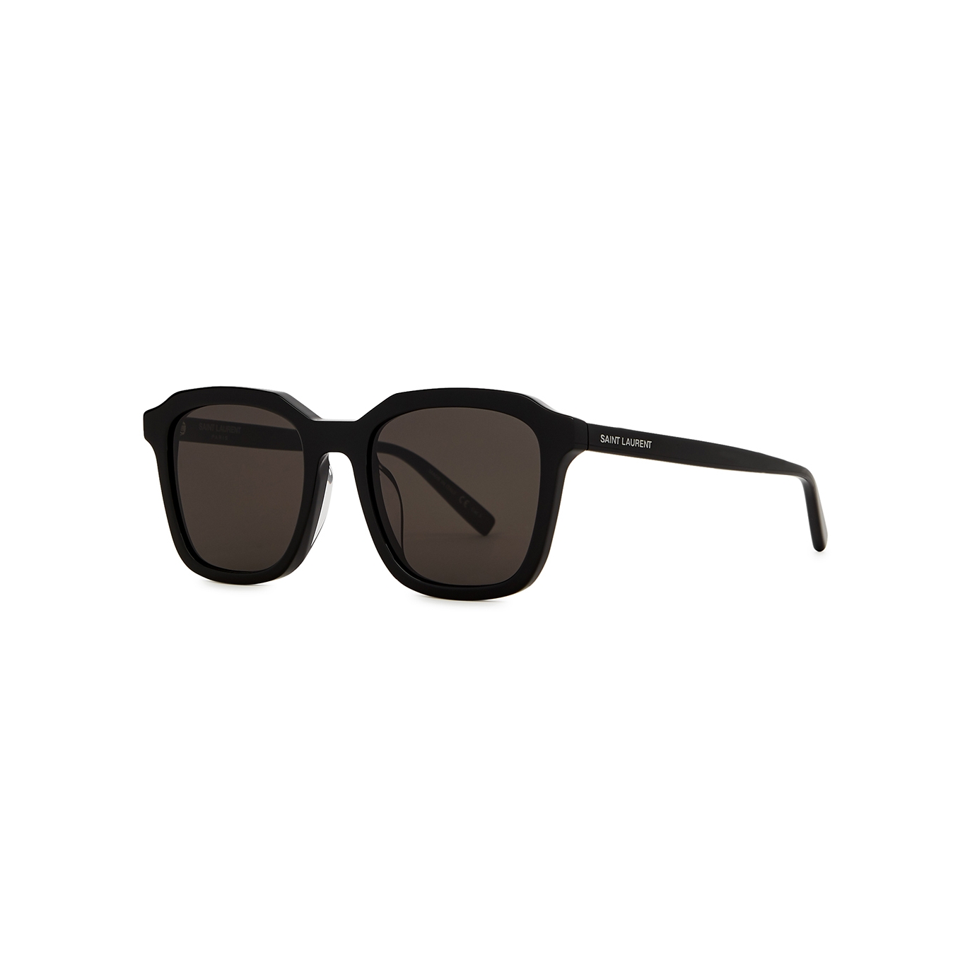 Saint Laurent Black Square-frame, Designer Sunglasses, Grey Lenses