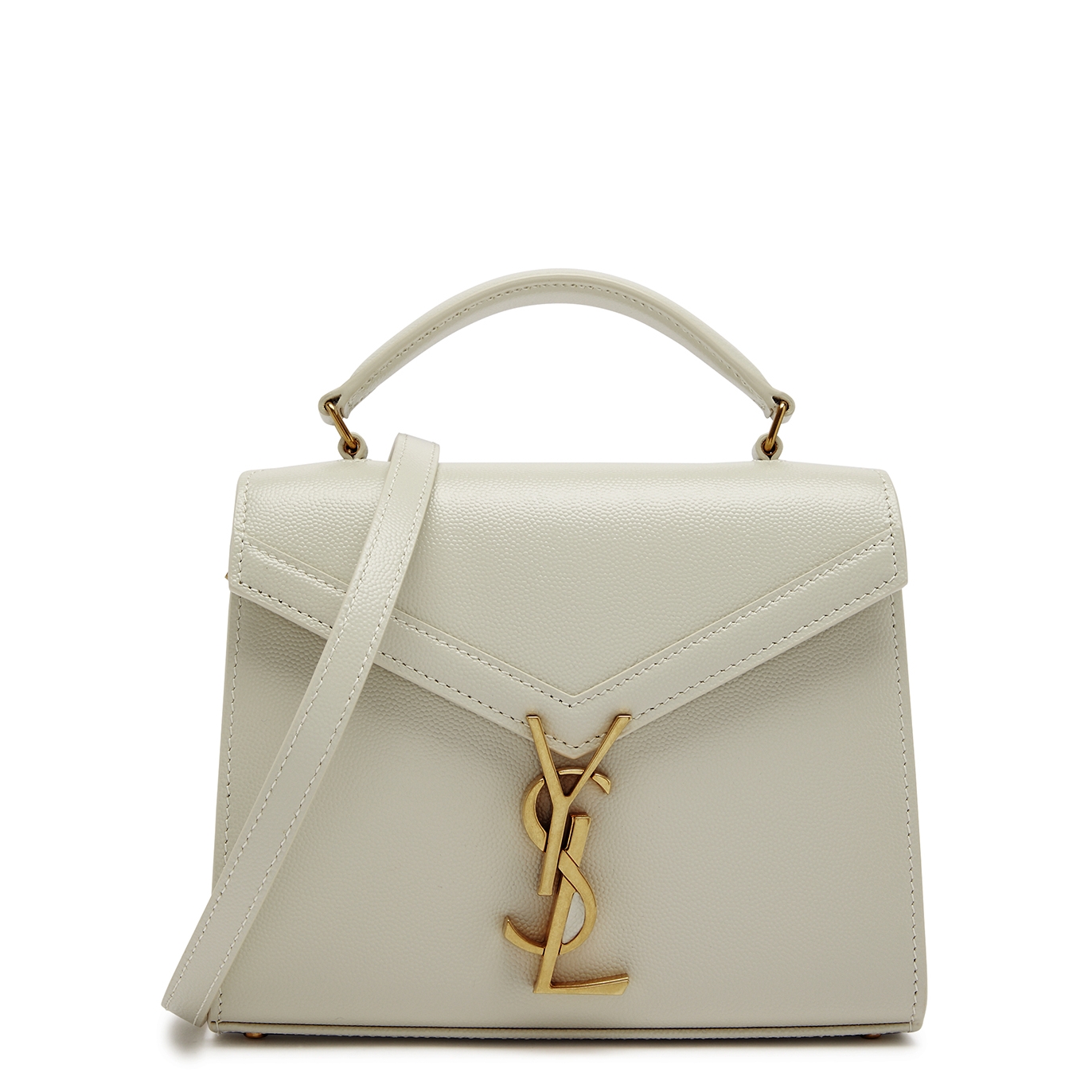 Saint Laurent Cassandra Mini Leather Top Handle Bag - White