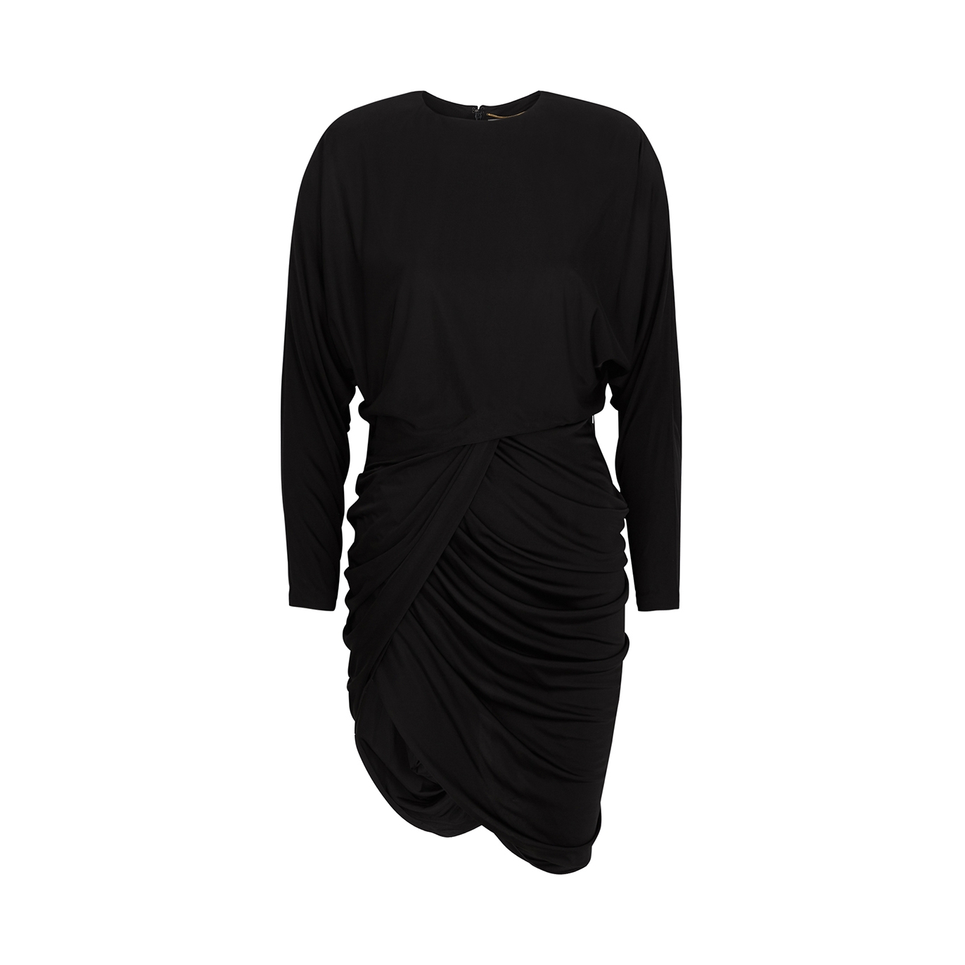 Saint Laurent Draped Asymmetric Satin-jersey Mini Dress - Black - 12
