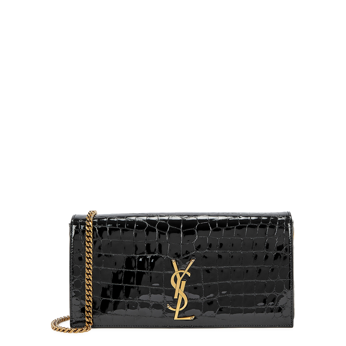 Saint Laurent Kate 99 Crocodile-effect Leather Shoulder Bag - Black