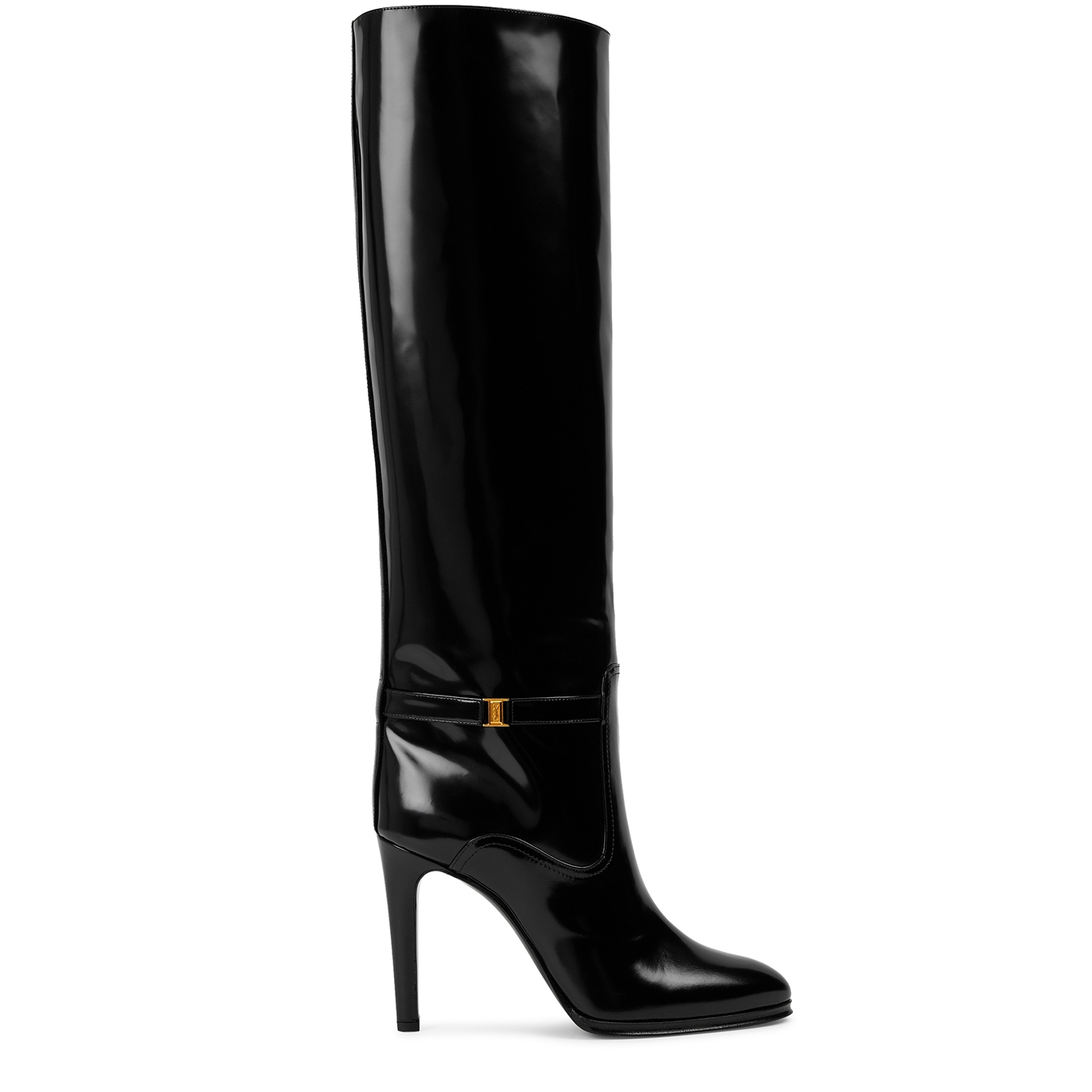 Saint Laurent Linda 100 Glossed Leather Knee-high Boots - Black - 8