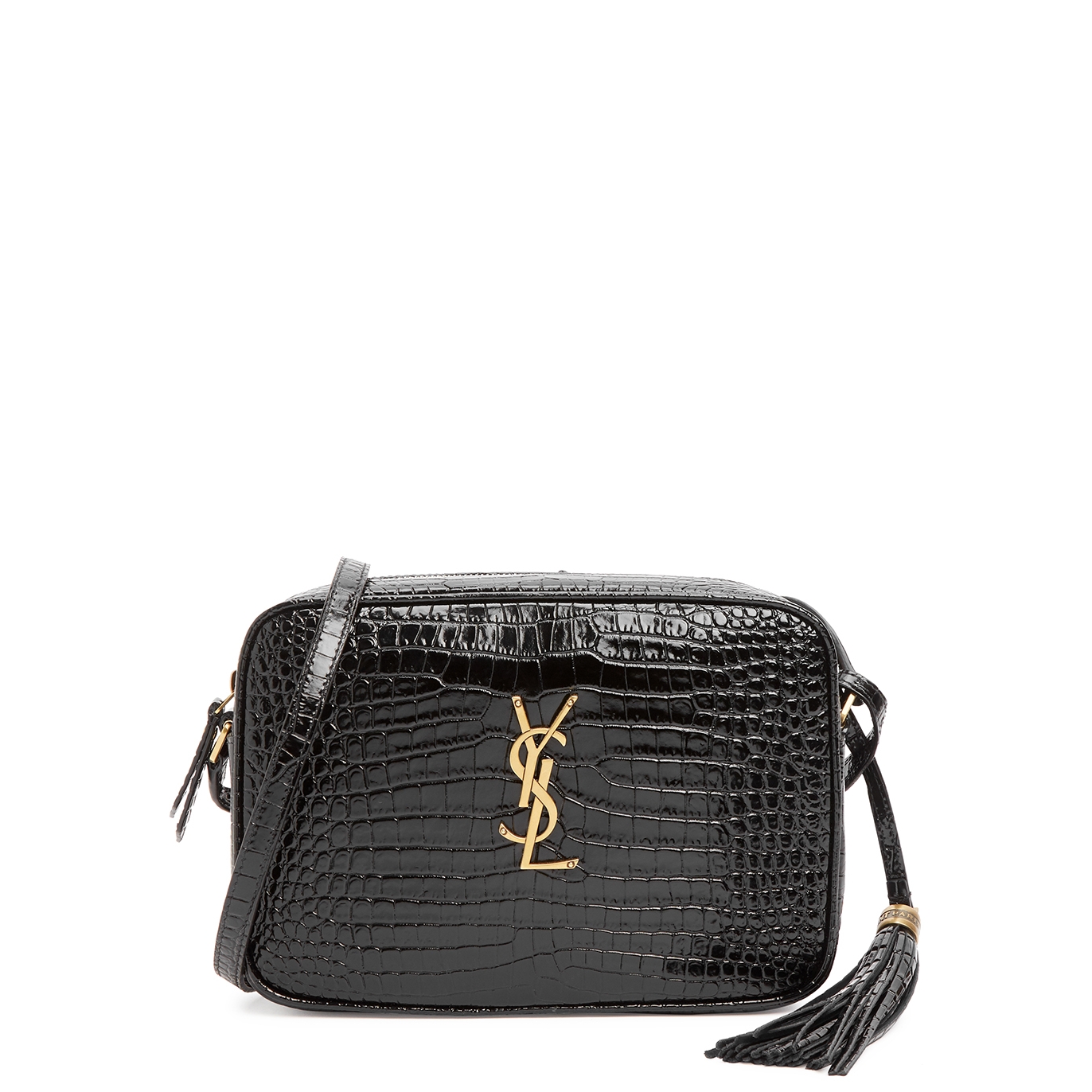 Saint Laurent Lou Black Crocodile-effect Leather Cross-body Bag