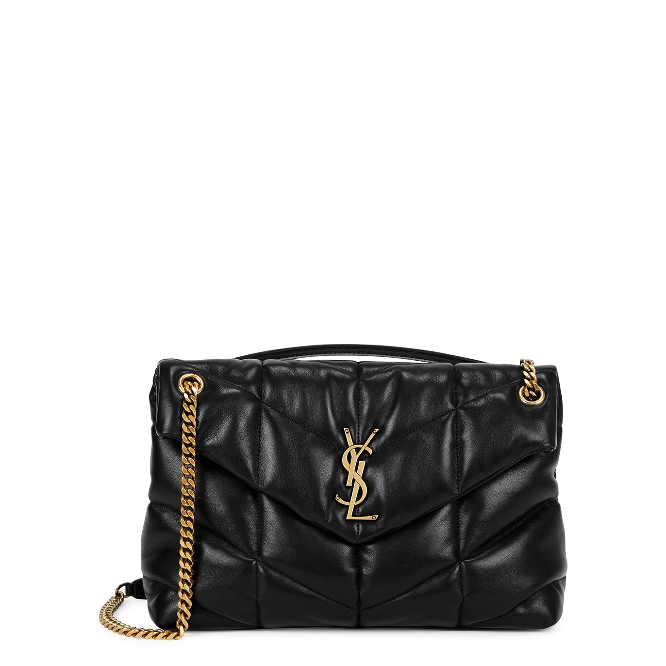 Saint Laurent Lou Puffer Medium Leather Shoulder Bag - Black